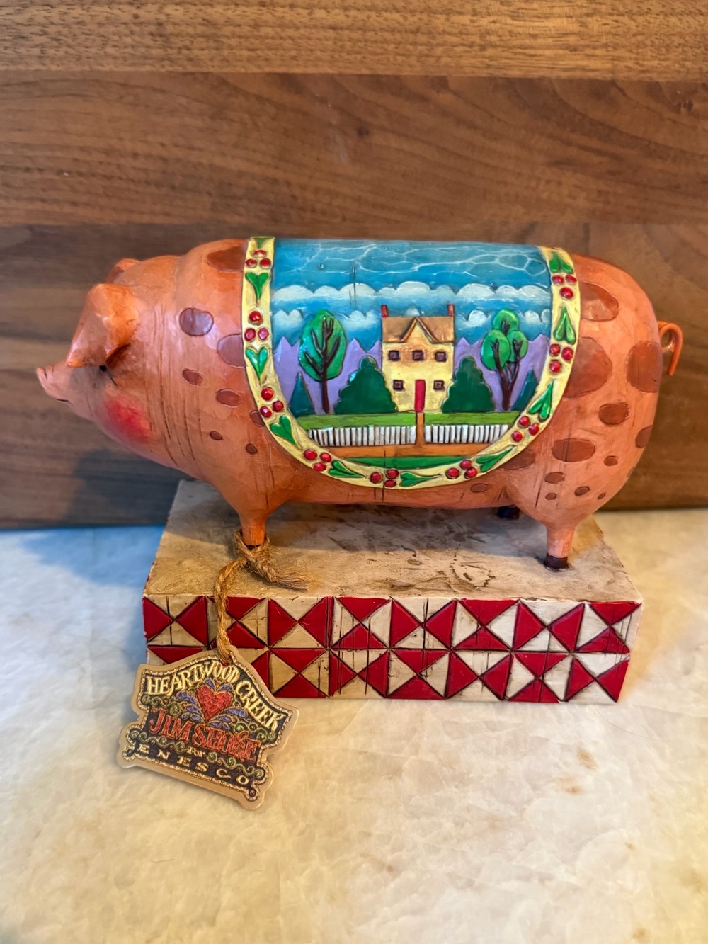 Jim Shore vintage pig statue Heartwood Creek 2003